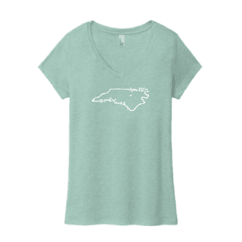 Womens Sage Green V neck Script
