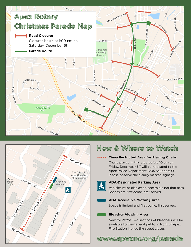 2025 Apex Rotary Christmas Parade Map