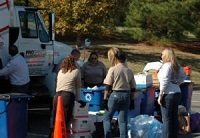 Officers and citizens participating in Shred Day