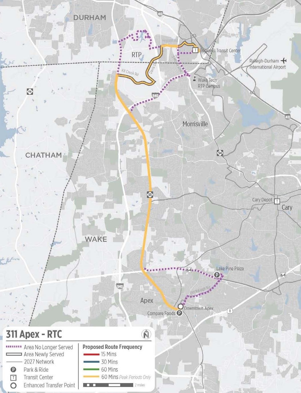 GoTriangle Route 311 changes map Opens in new window