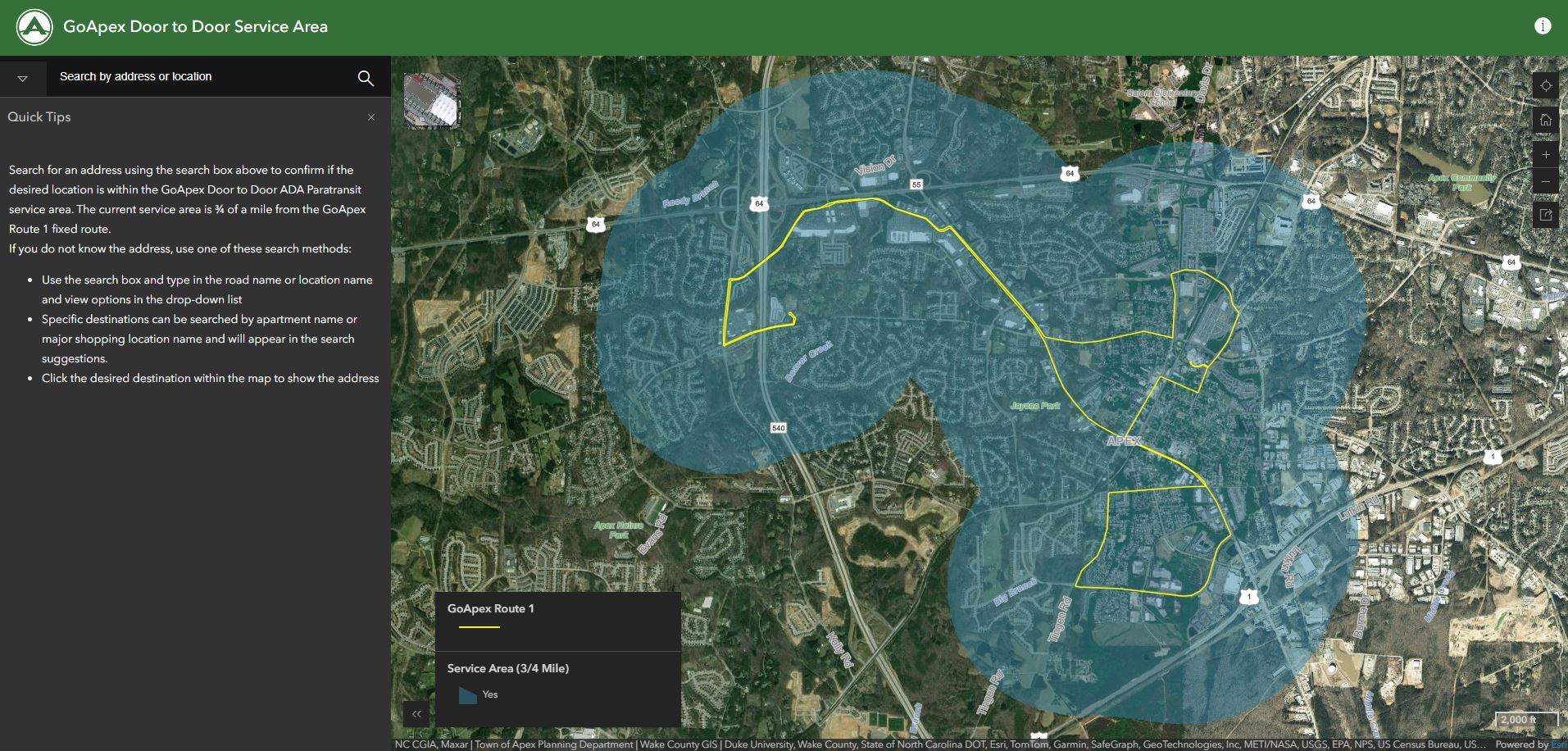 Capture - Interactive Door to Door Service Area map